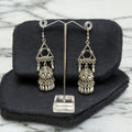 Oxidized Silver Plated Jhumka Earrings: Triangle Drop Dangle, 925 Hook