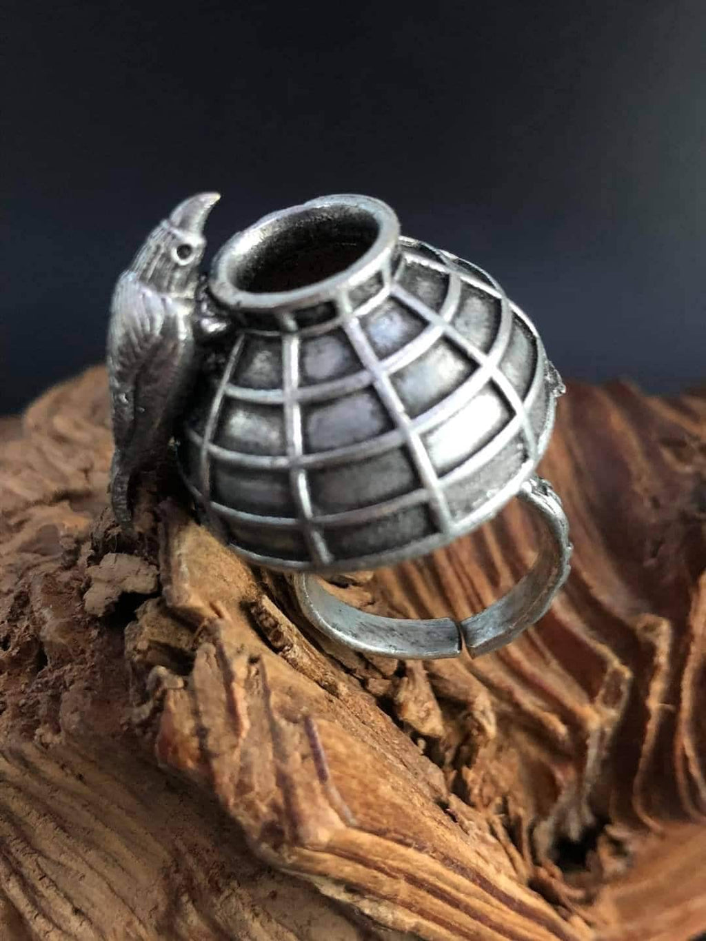 Oxidized Silver Plated Bird Ring: Handmade Adjustable Statement Ring