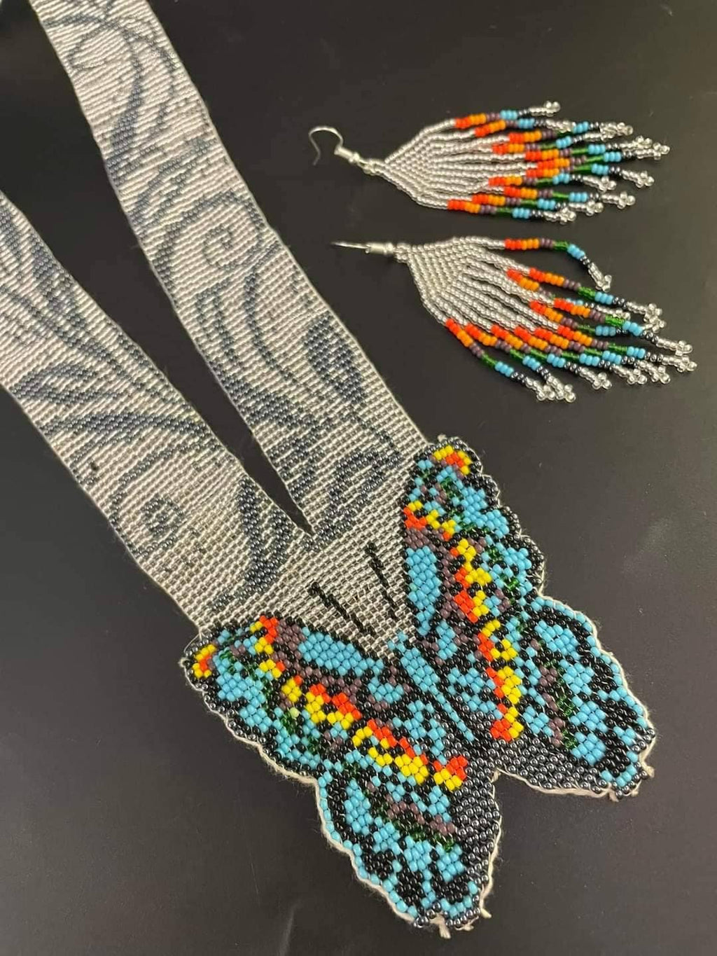 Handmade Beaded Butterfly Necklace: Boho Floral Jewelry