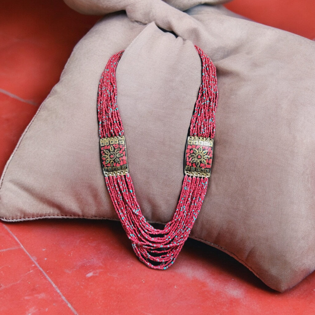 Tibetan Beaded Layered Necklace: Nepal Ethnic Boho Jewelry