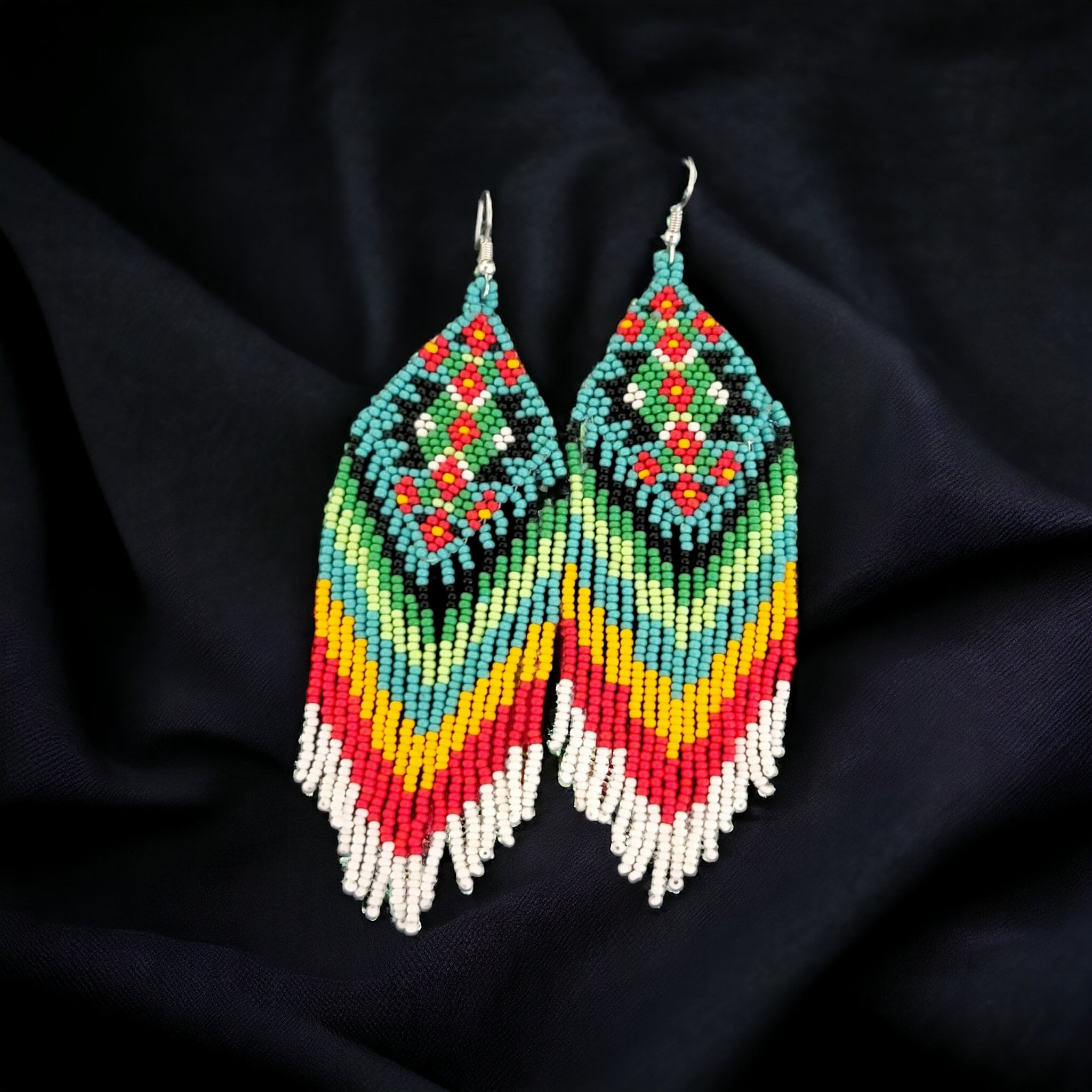 Handmade Beaded Earring,Fringe Earrings,Long Earring, Seed Beads Earring,Threader Earring,