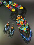 Handmade Beaded Floral Necklace: Bird Pendant, Artisan Jewelry