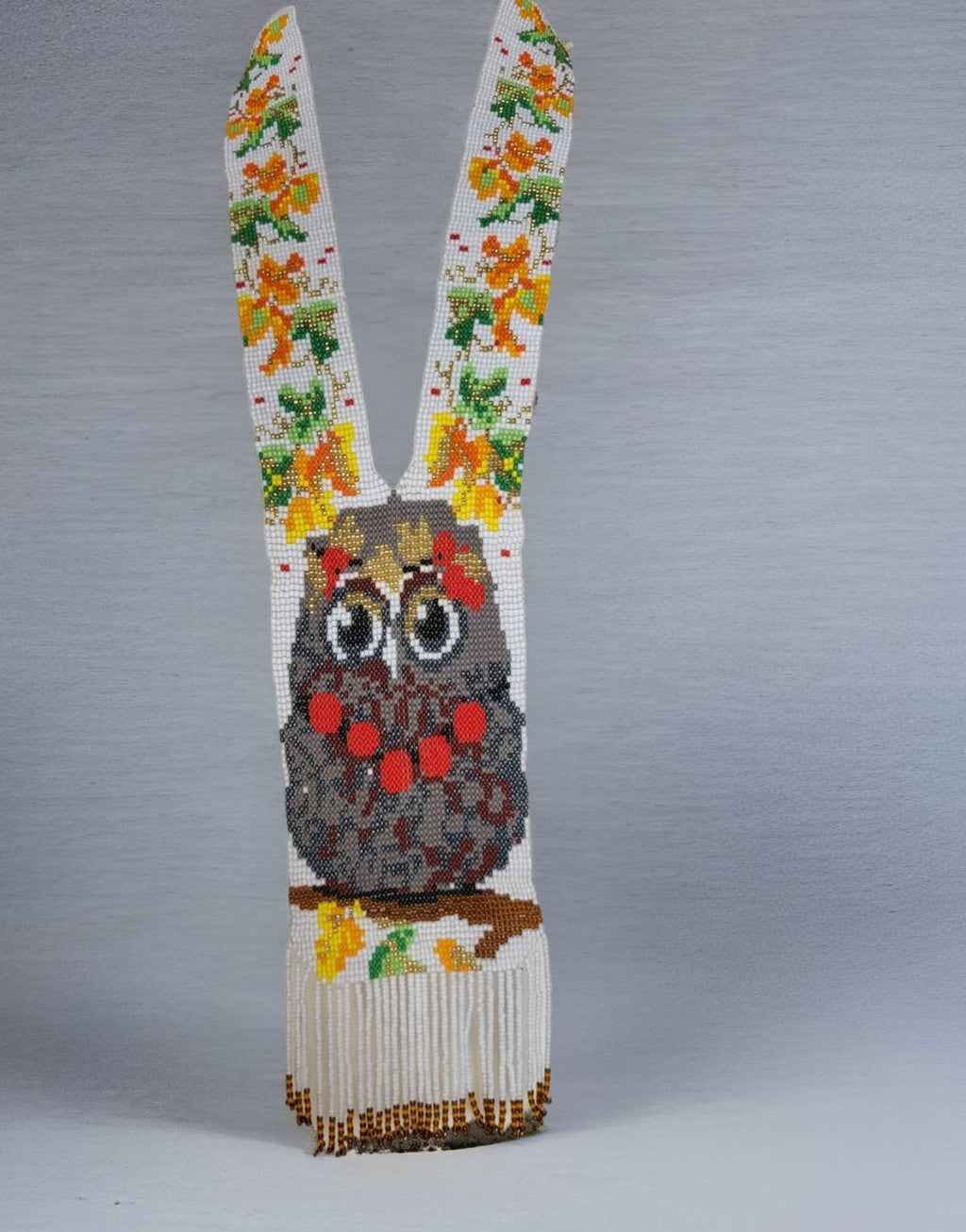 Handmade Beaded Owl Necklace: Long Statement Jewelry
