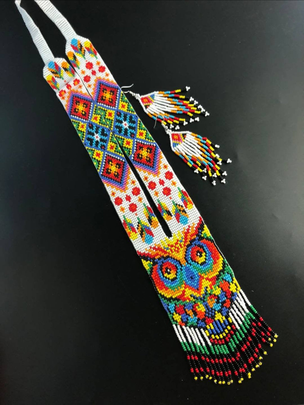 HANDMADE BEADED NECKLACE, Owl Necklace