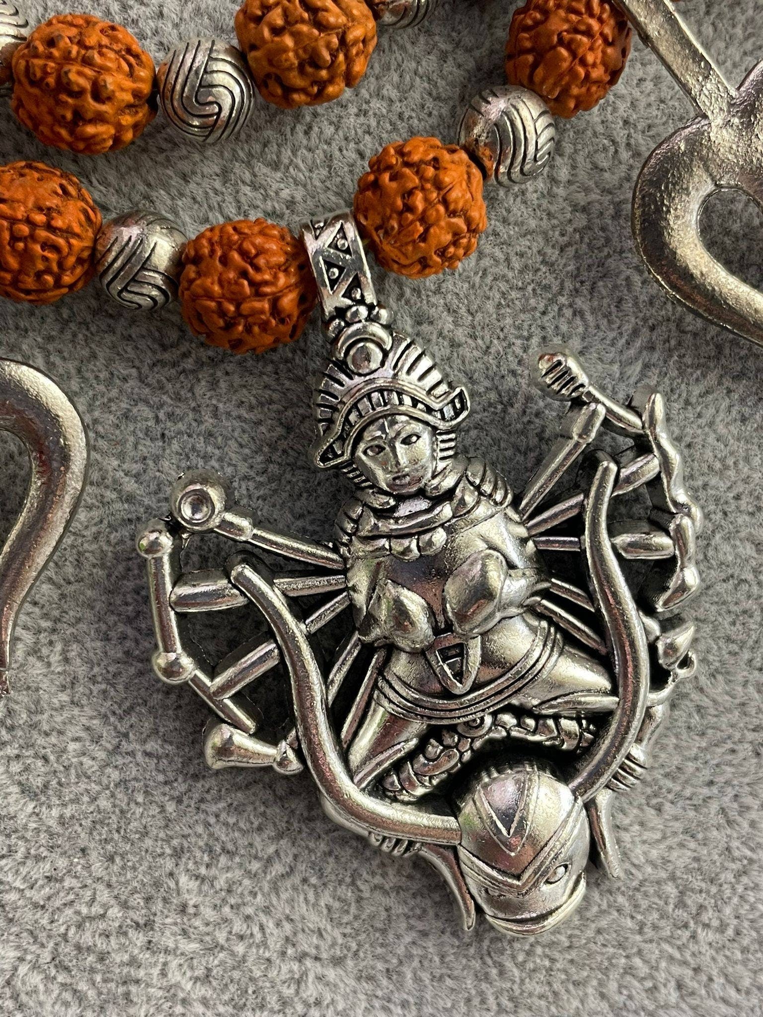 Kali Goddess Rudraksha Necklace: Hindu Amulet Pendant