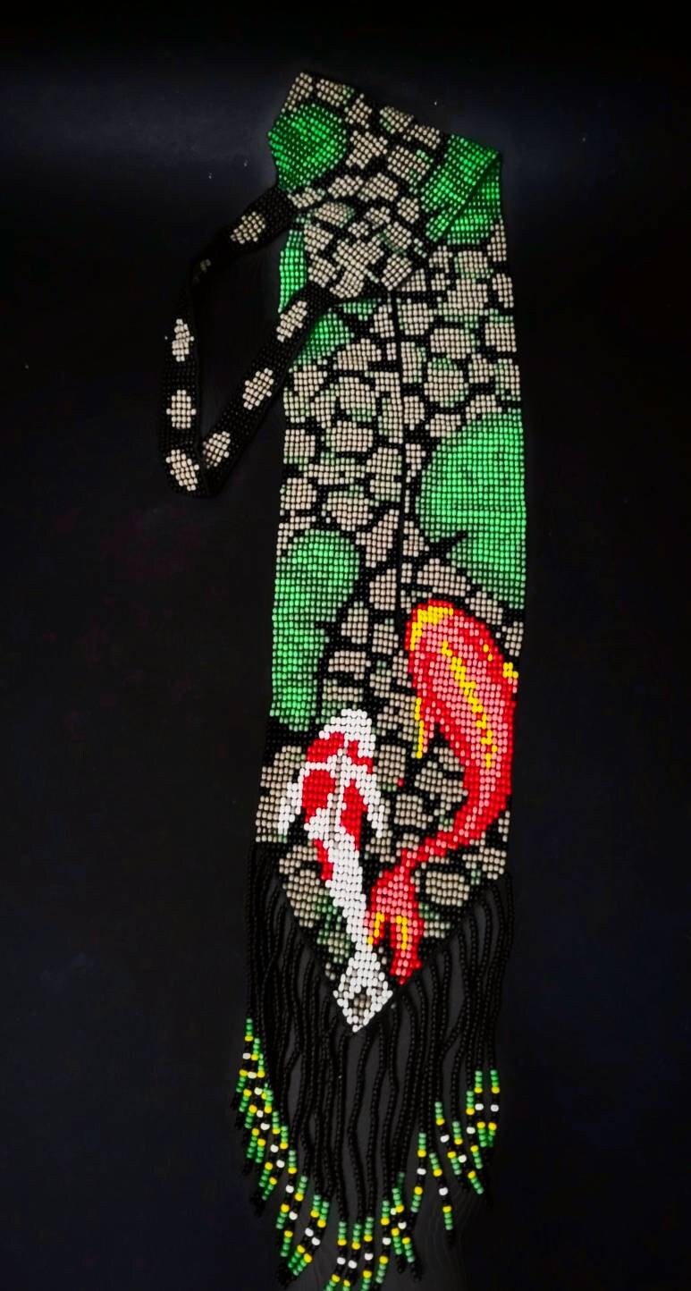 Handmade Koi Fish Beaded Long Necklace: Ocean Lover Jewelry