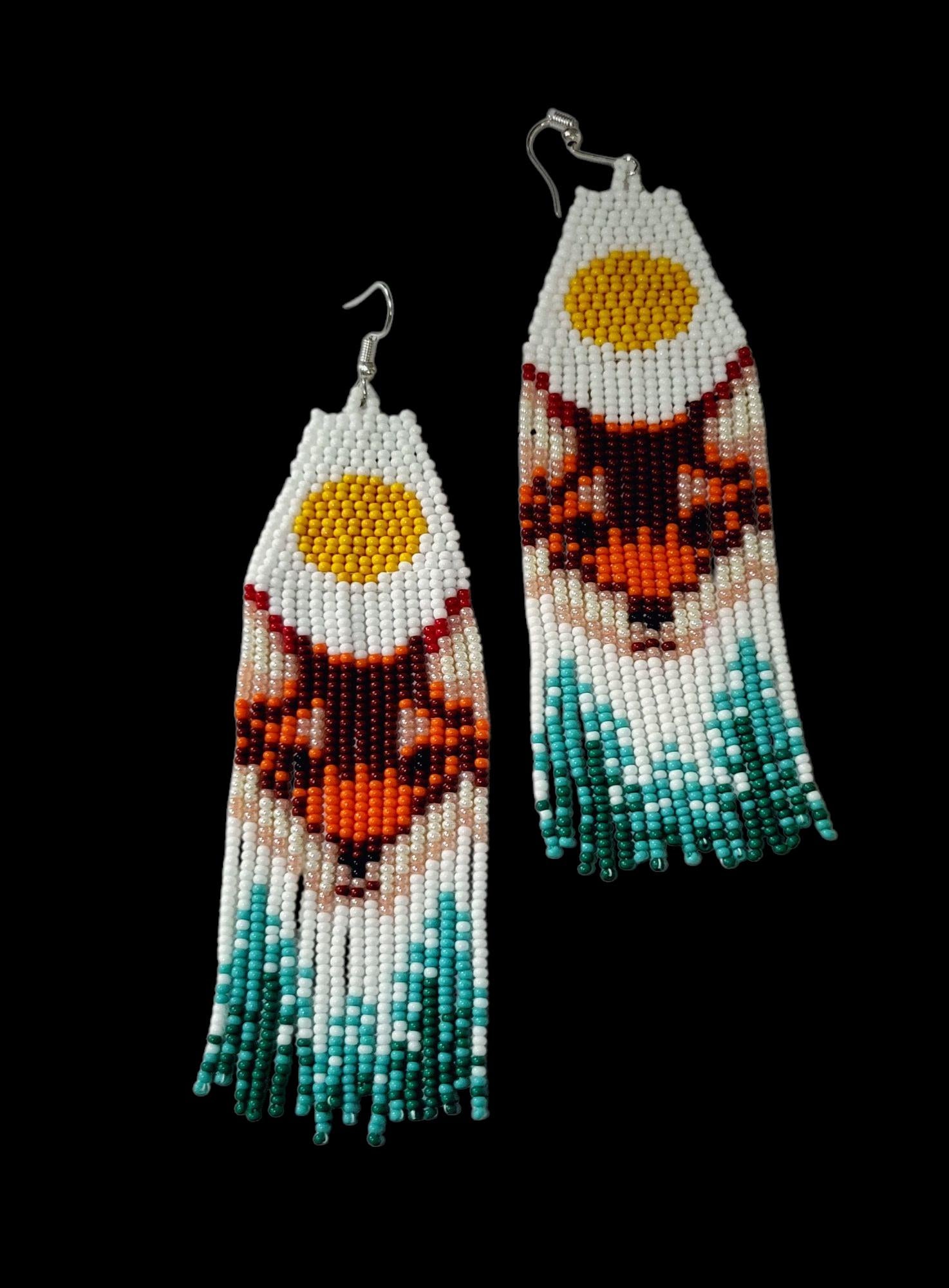 Handmade Seed Bead Earrings | Fox Design Beaded Jewelry | Artisan Crafted Animal Lover Gift