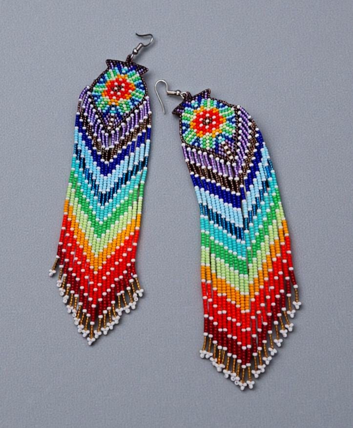 Handmade Seed Bead Earrings: Colorful Boho Chic Dangle Earrings