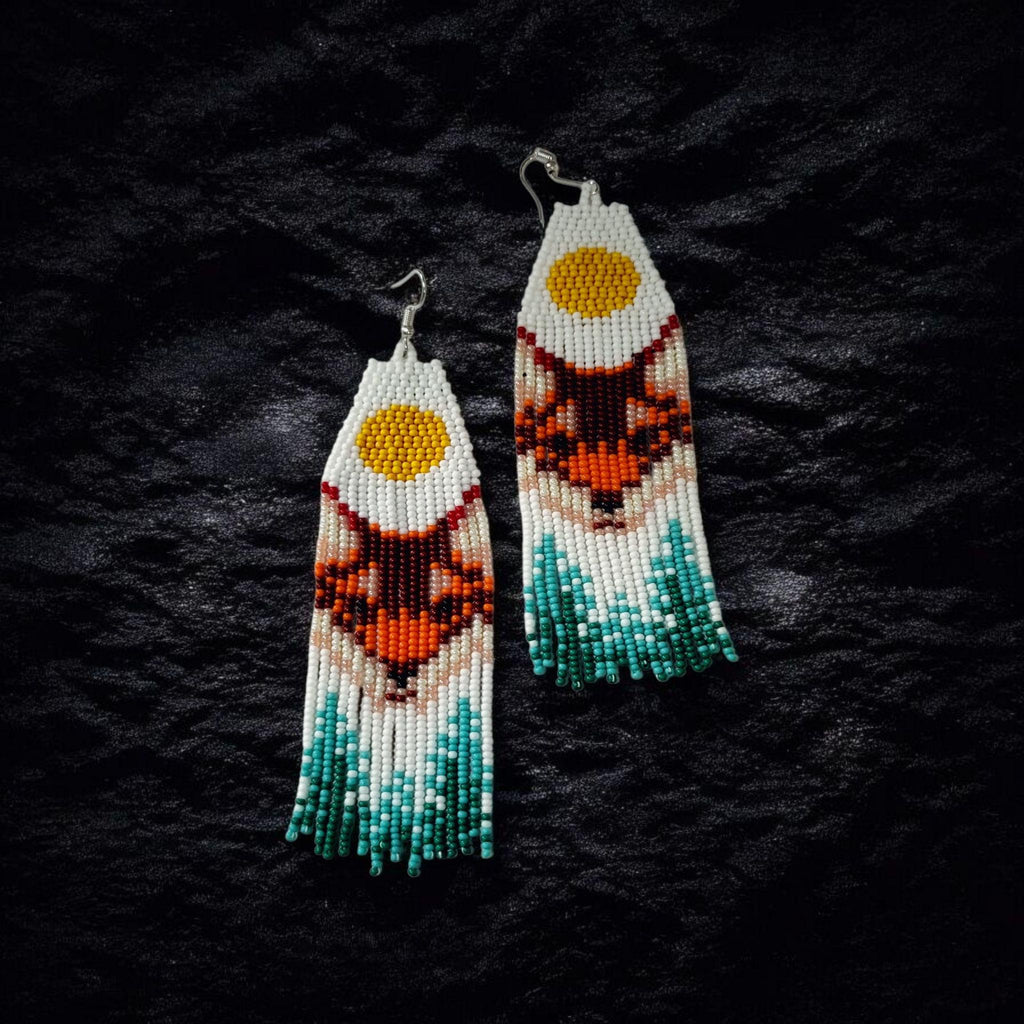 Handmade Seed Bead Earrings | Fox Design Beaded Jewelry | Artisan Crafted Animal Lover Gift
