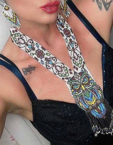 Handmade Beaded Owl Necklace: Long Statement Jewelry