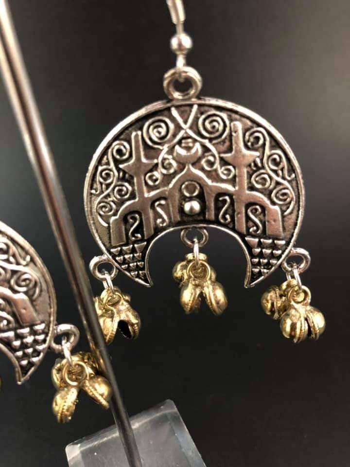 Mosque shape earring, Beaded earring, German silver,gift for her,Religious jewellery, Earring,Moon Jewelry,
