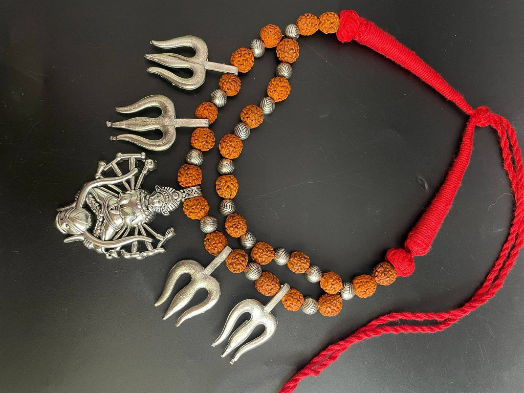 Kali Goddess Rudraksha Necklace: Hindu Amulet Pendant
