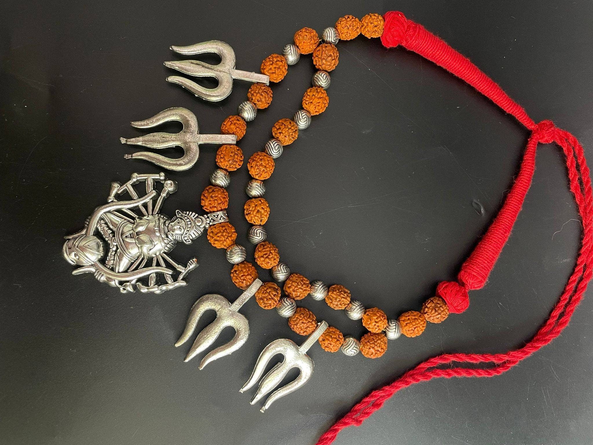 Kali Goddess Rudraksha Necklace: Hindu Amulet Pendant