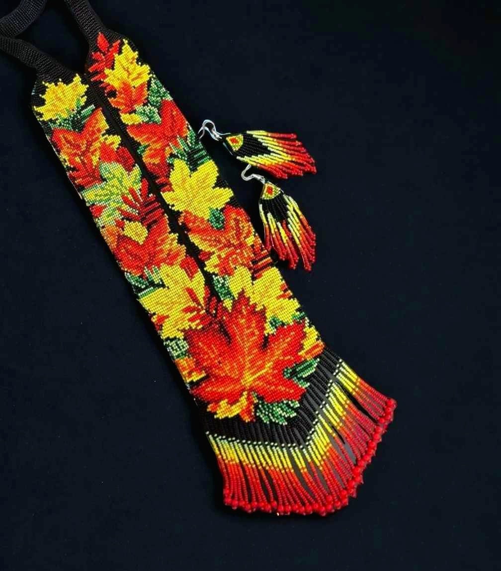 Handcrafted Maple Leaf Beaded Necklace - Nature-inspired Jewelry,Handicrafted jewellery for nature lover,Gift for her,Sending love