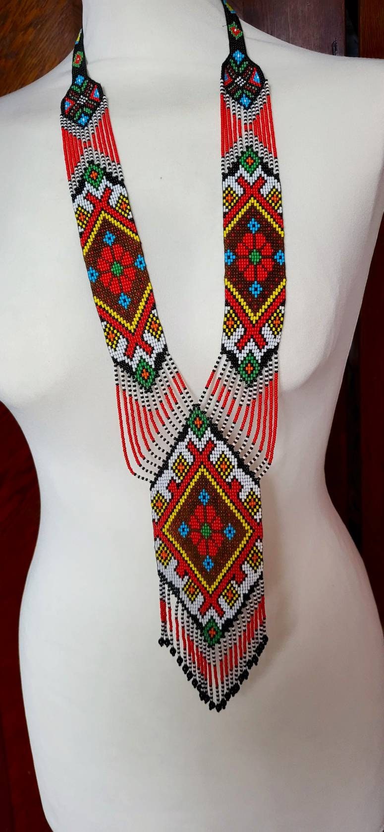 Ręcznie robiony NASZYJNIK Z KORALIKÓW, Letnia biżuteria, Naszyjnik Mandala, Naszyjnik Boho, Biżuteria ręcznie robiona