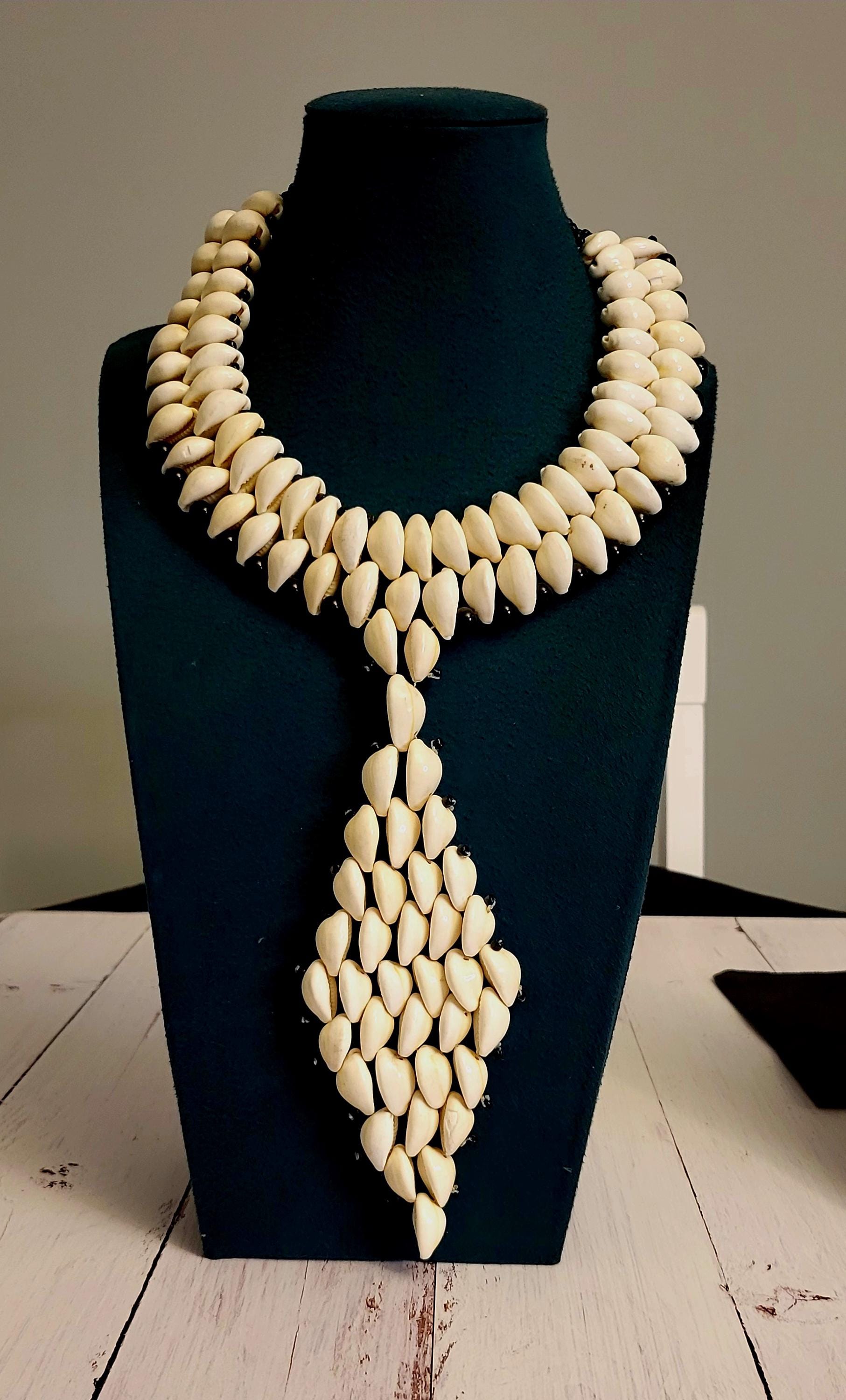 Handmade Cowrie Shell Bib Necklace: Beach Jewelry