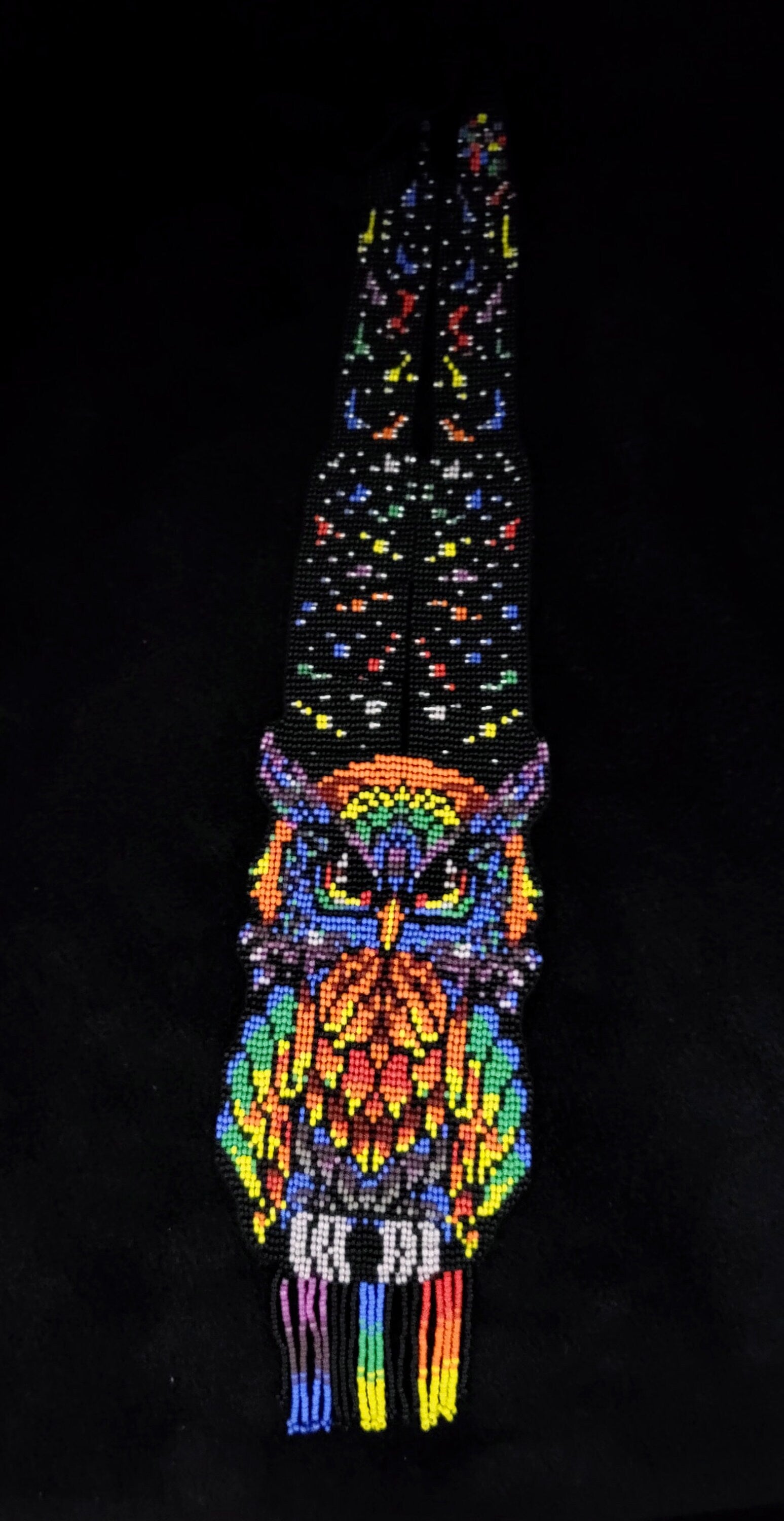 Handmade Beaded Rainbow Owl Necklace: Whimsical Boho Jewelry