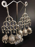 Oxidized Silver Plated Jhumka Earrings: Bollywood Style Drop Earrings