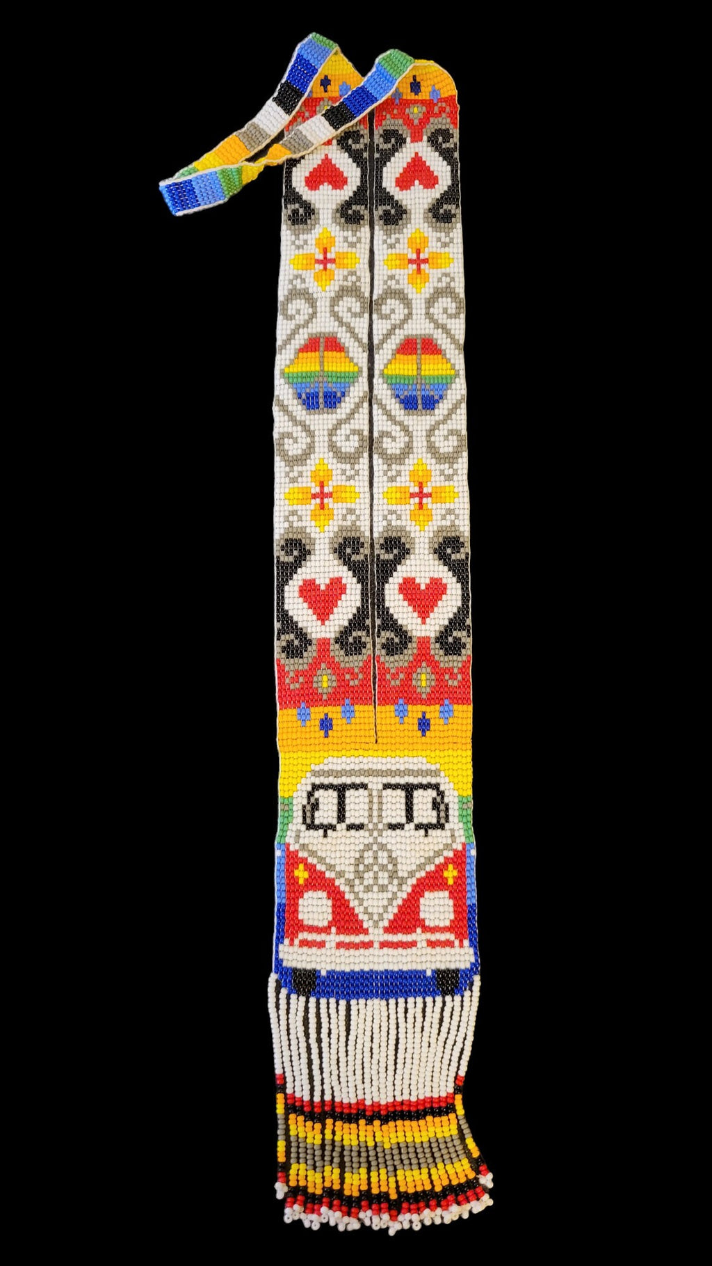 Rainbow Seed Bead Necklace: Boho Hippie VW Bus Pendant