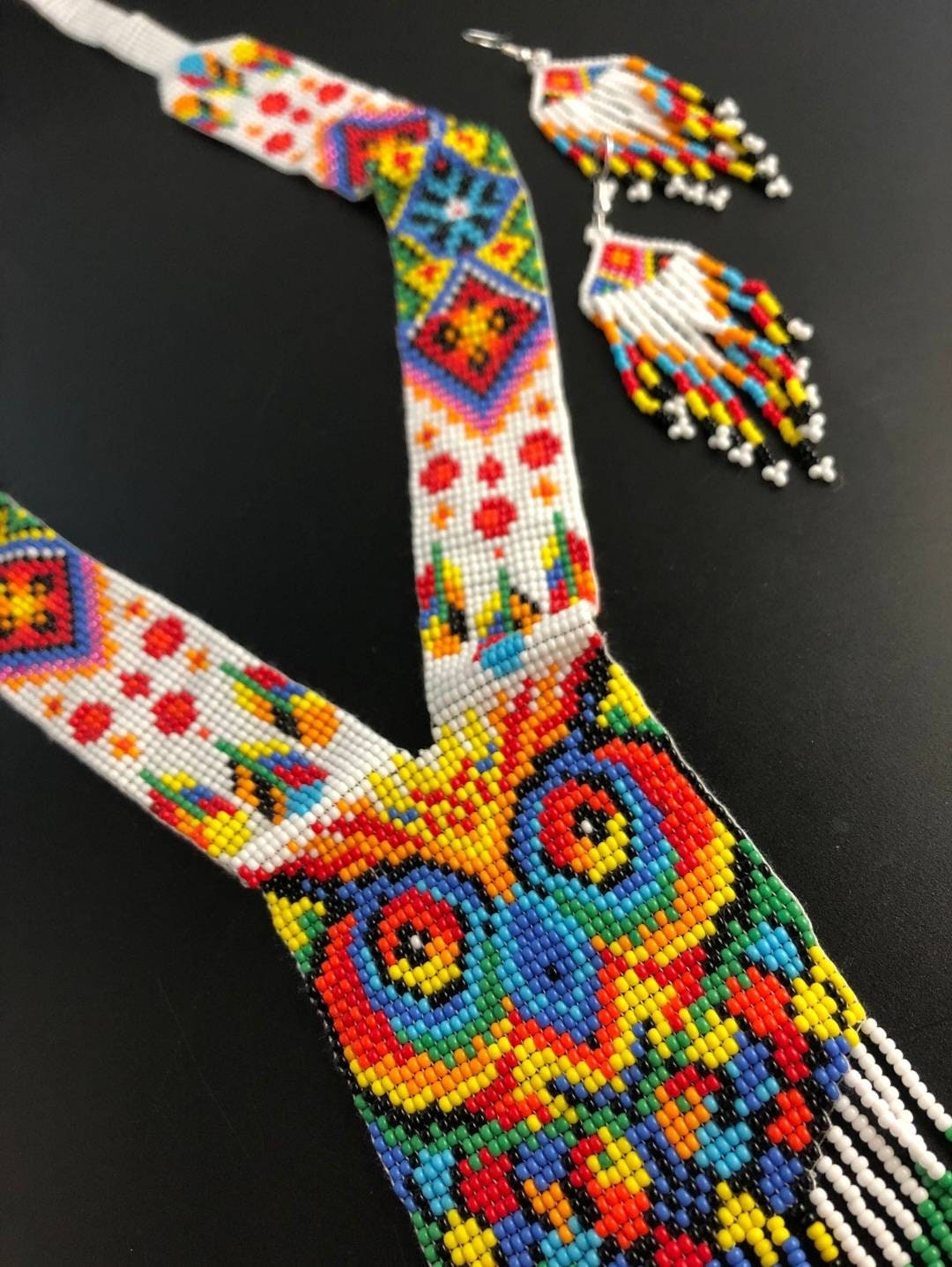 HANDMADE BEADED NECKLACE, Owl Necklace