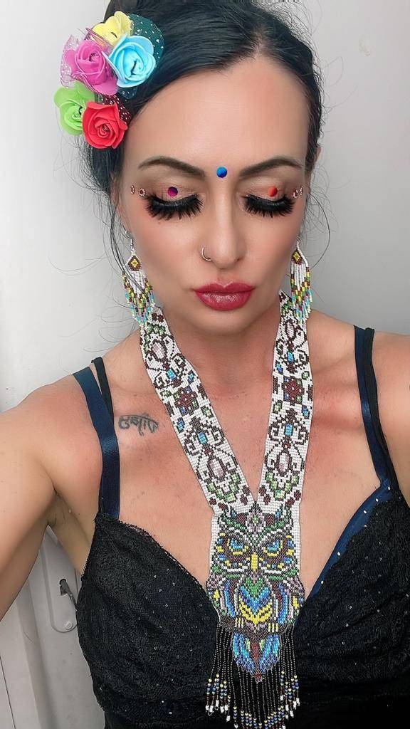 Handmade Beaded Owl Necklace: Long Statement Jewelry