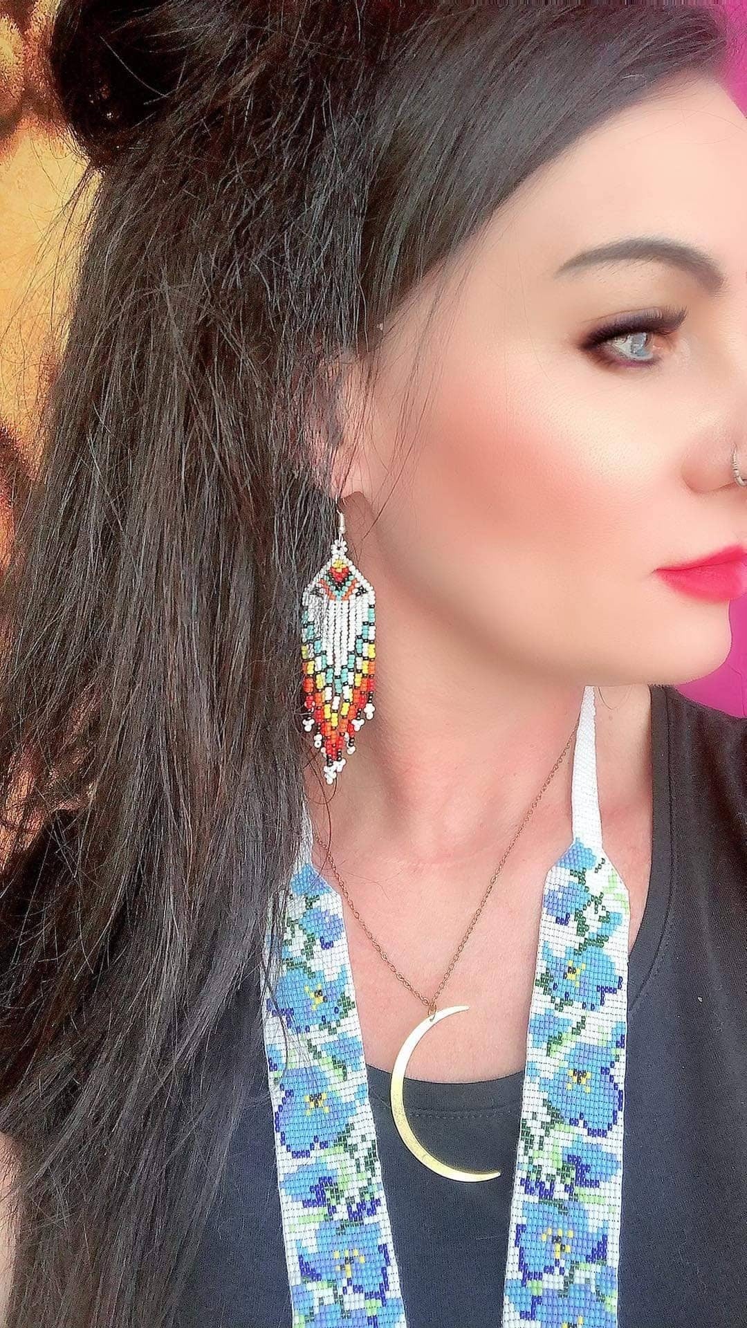 Handmade Beaded Birds Necklace: Boho Floral Jewelry Set