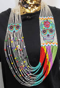 Handmade Seed Bead Skull Necklace: Ethnic Beaded Jewelry
