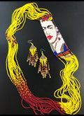 Handmade Frida Kahlo Beaded Necklace & Earring Set: Mexican Jewelry