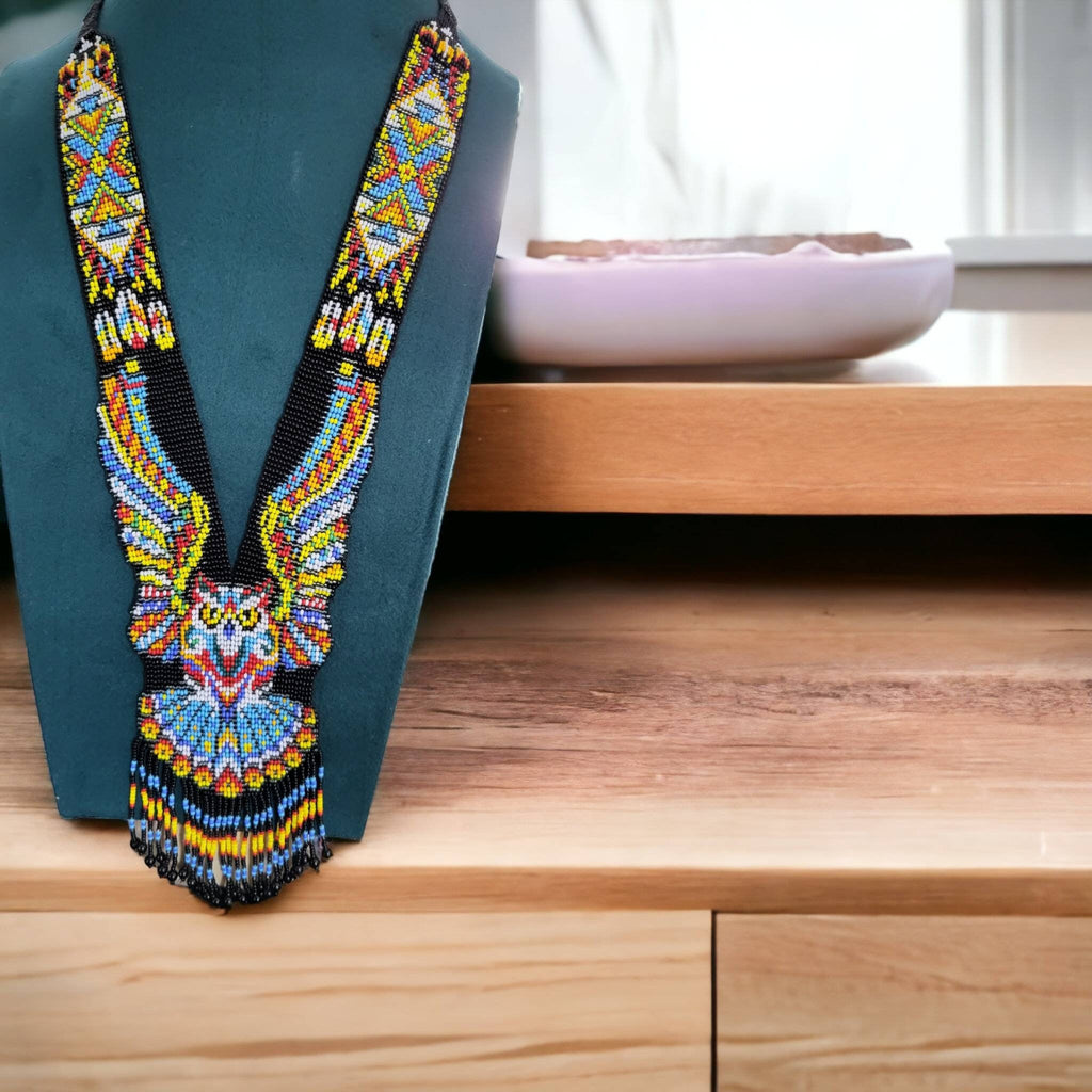 HANDMADE BEADED NECKLACE, Owl Necklace