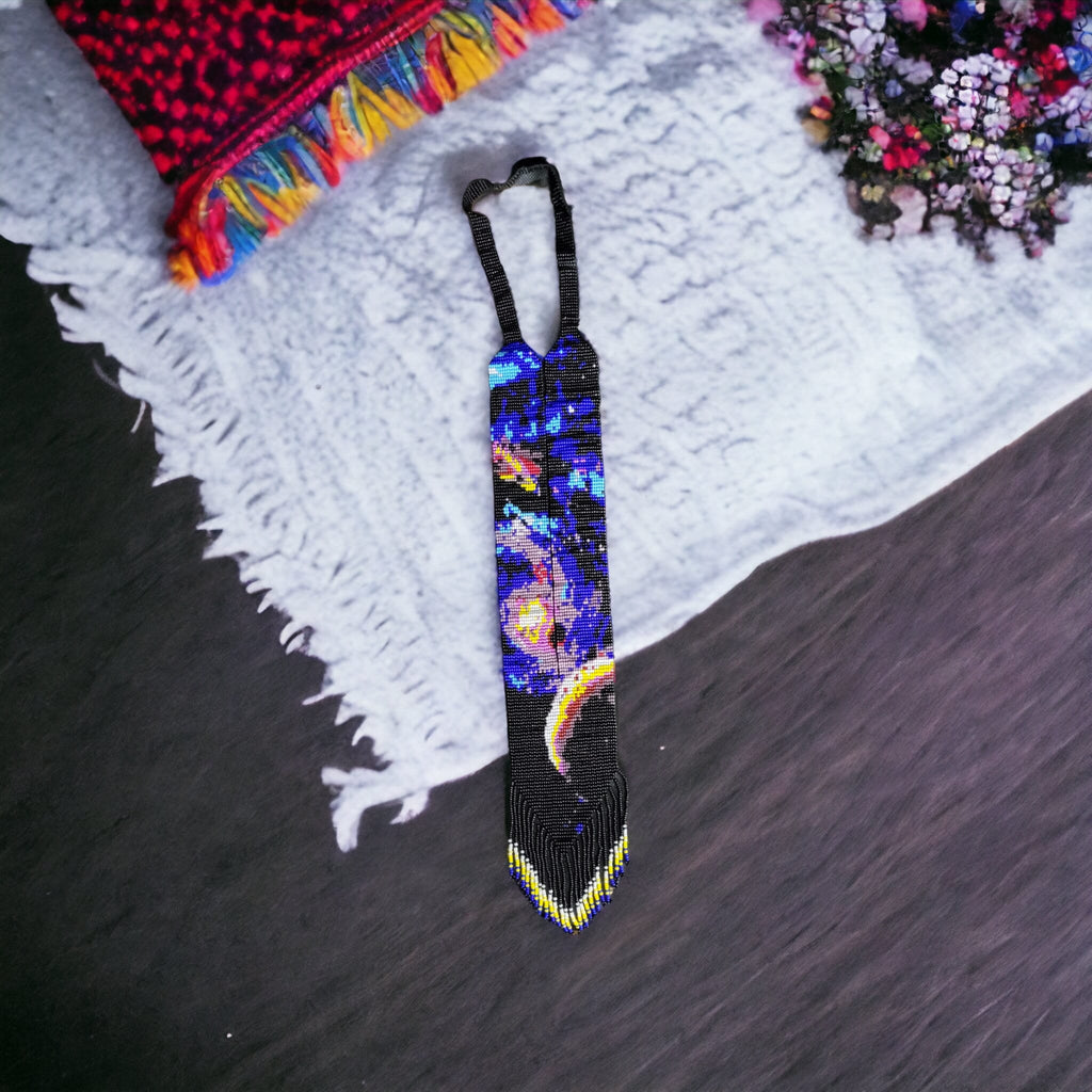 Handmade Loom Beaded Galaxy Necklace: Cosmic Universe Jewelry