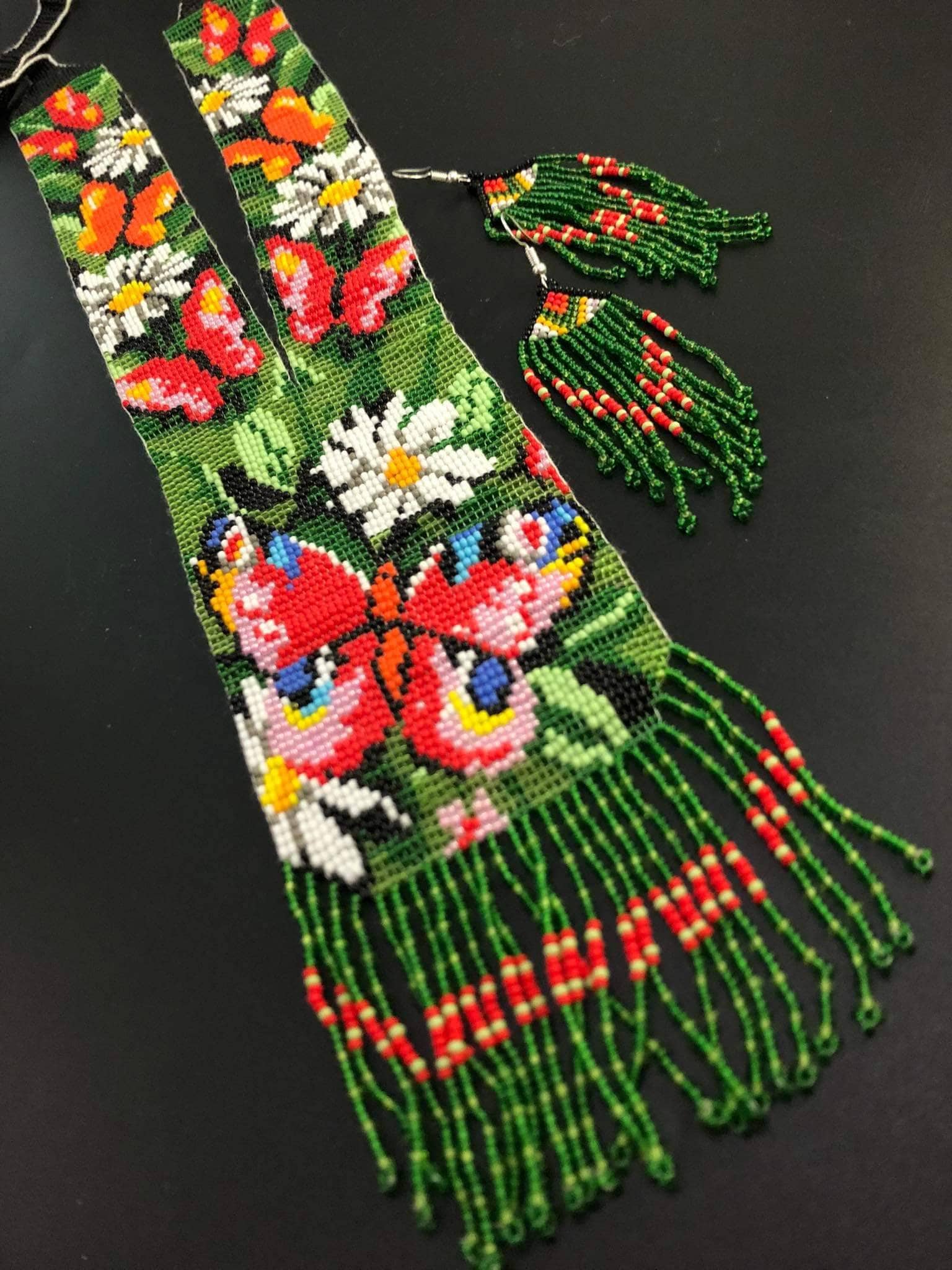 Handmade Beaded Butterfly Necklace: Floral Boho Jewelry