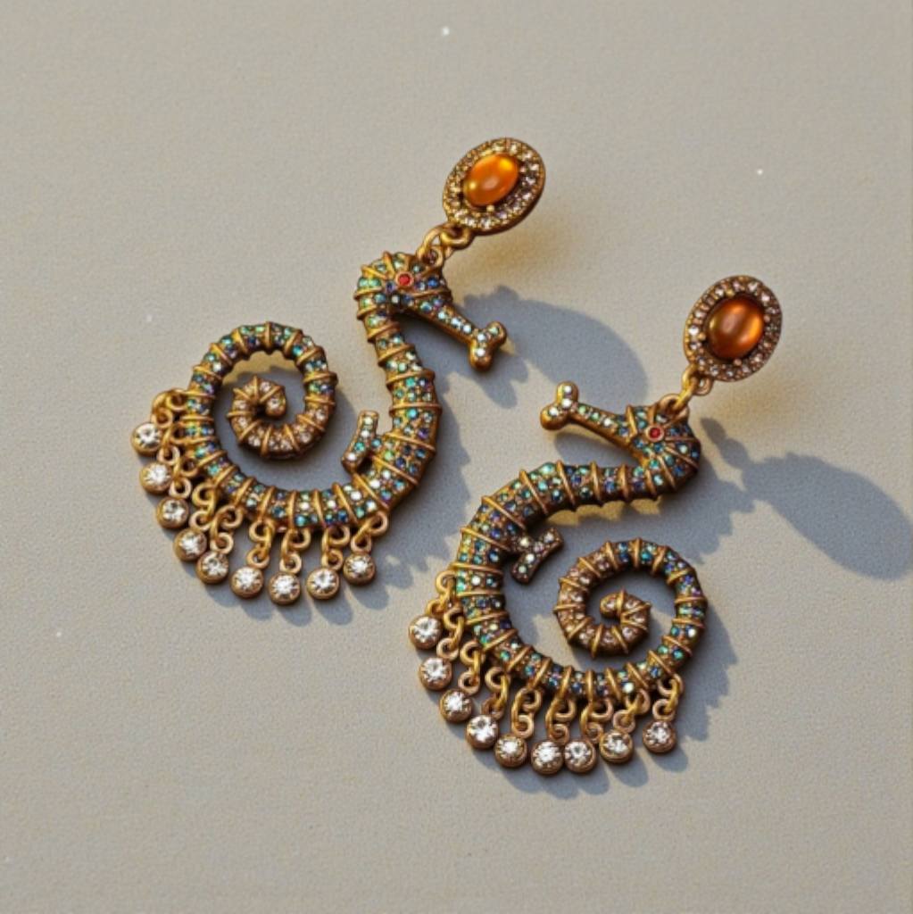 Vintage Seahorse Statement Earrings