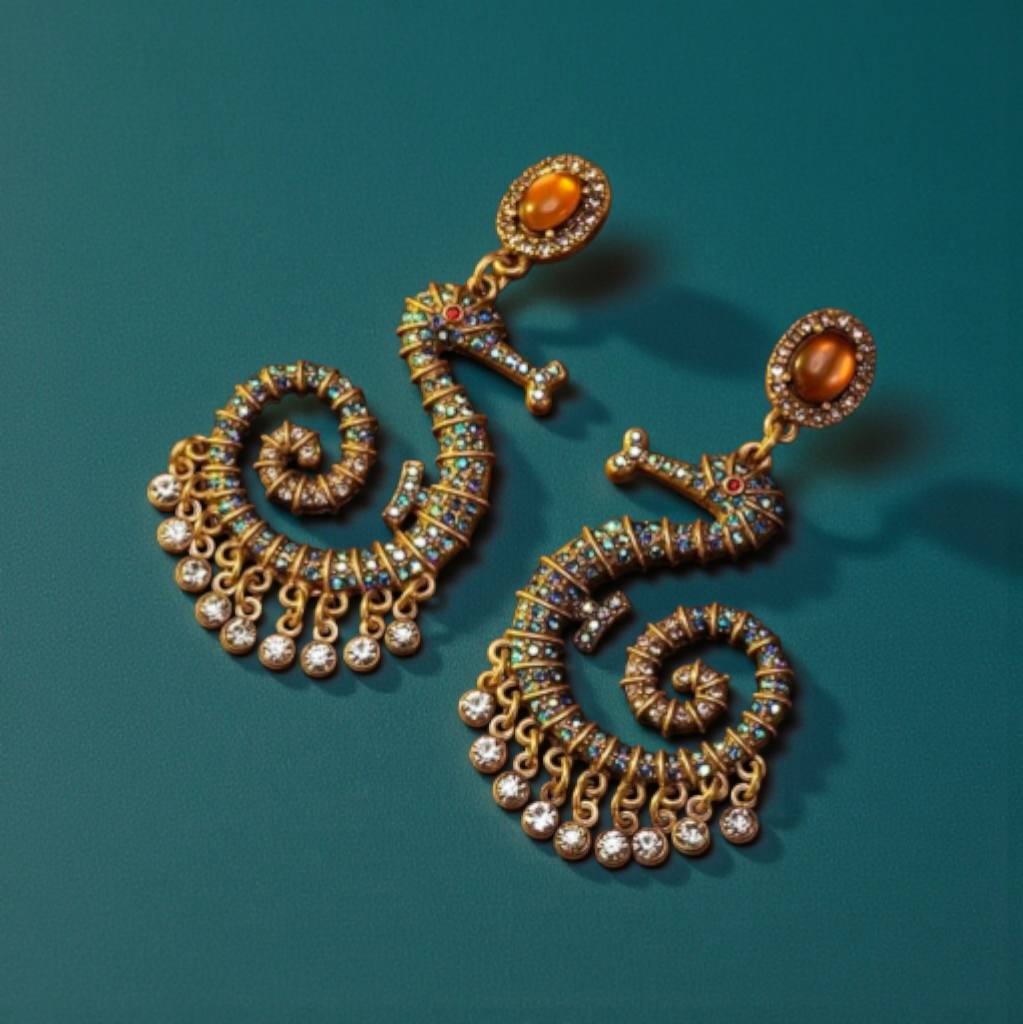 Vintage Seahorse Statement Earrings