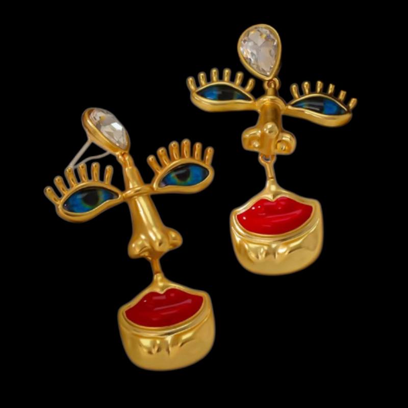 Surrealist Manifesto: Gold-Plated "Abstract Face" Earrings