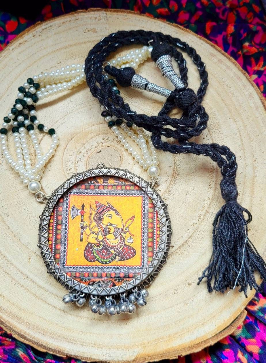 Ganesha Necklace: Hindu God Medallion, Good Luck Charm
