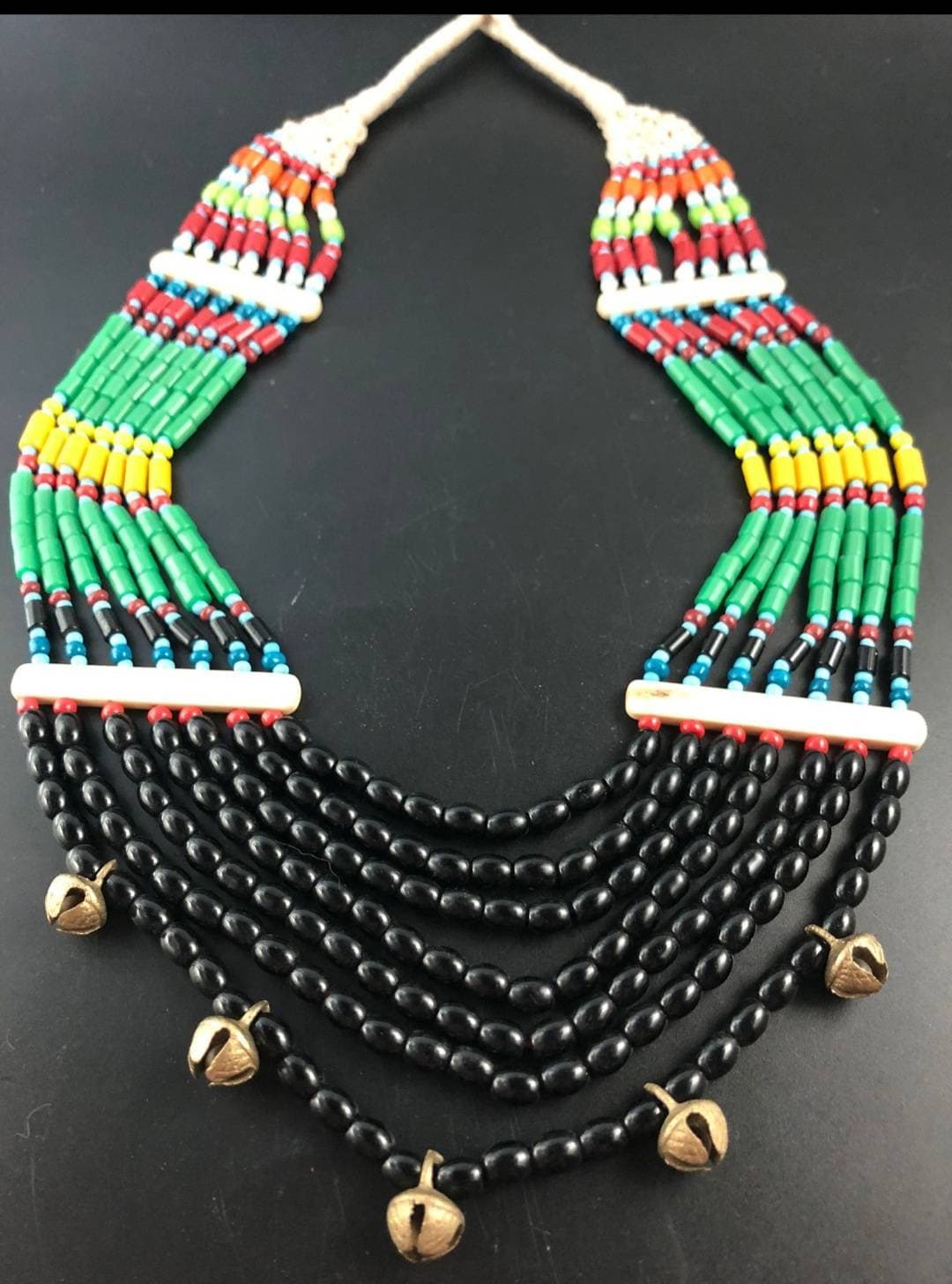 Tibetan Beaded Layered Necklace: Nepal Ethnic Tribal Jewelry