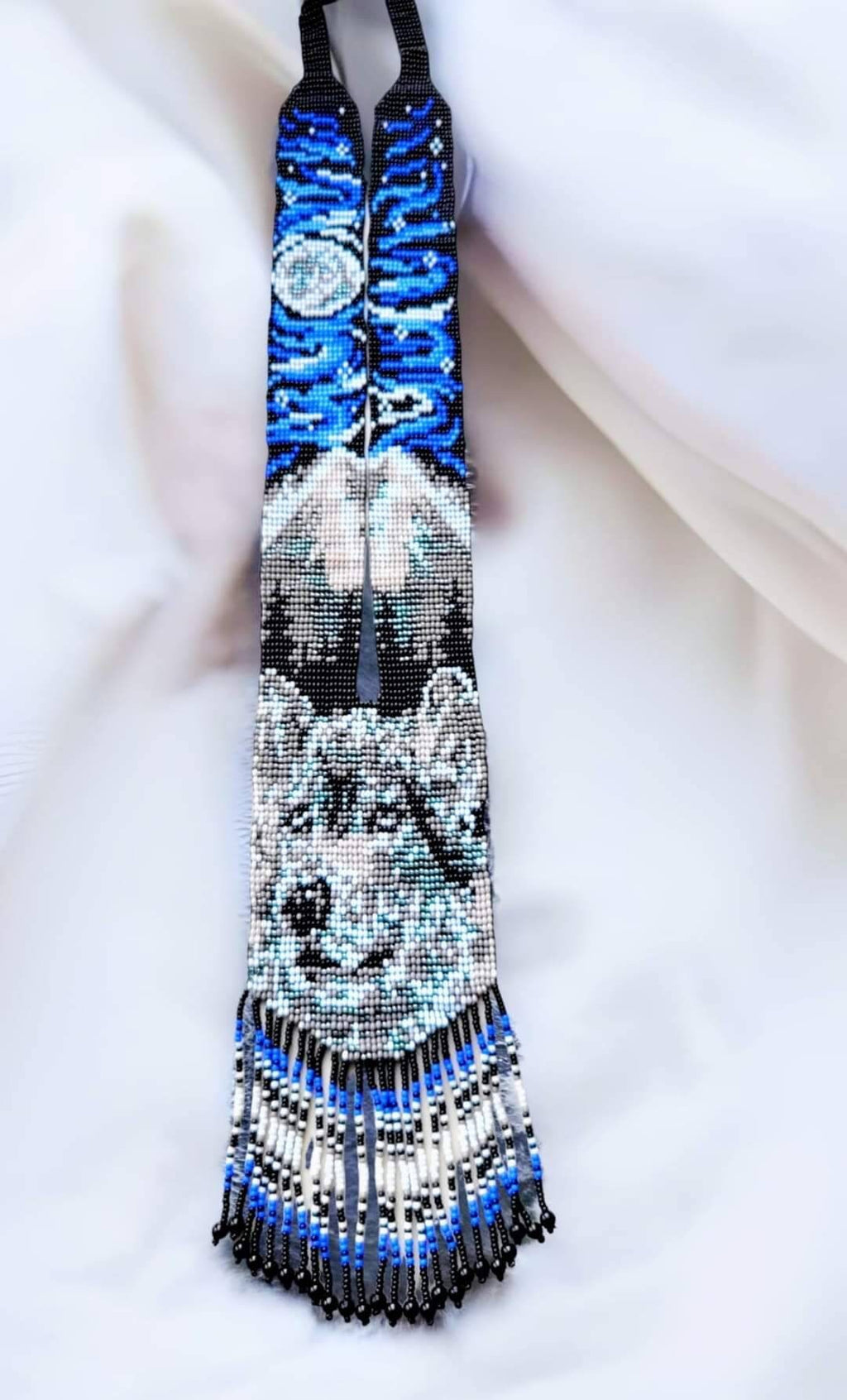 Handmade Beaded Wolf Necklace: Boho Animal Lover Jewelry