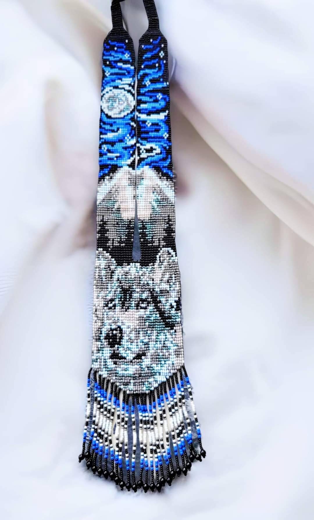 Handmade Beaded Wolf Necklace: Boho Animal Lover Jewelry