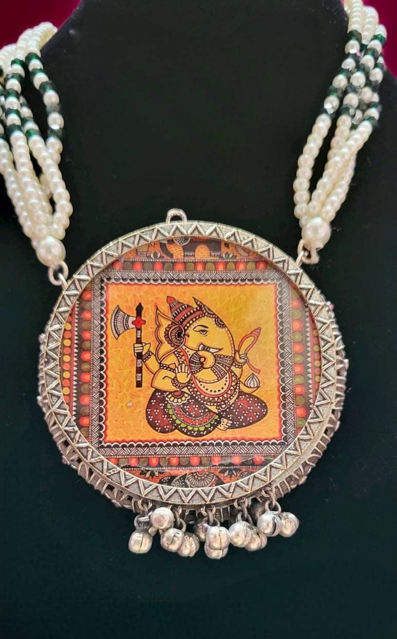 Ganesha Necklace: Hindu God Medallion, Good Luck Charm