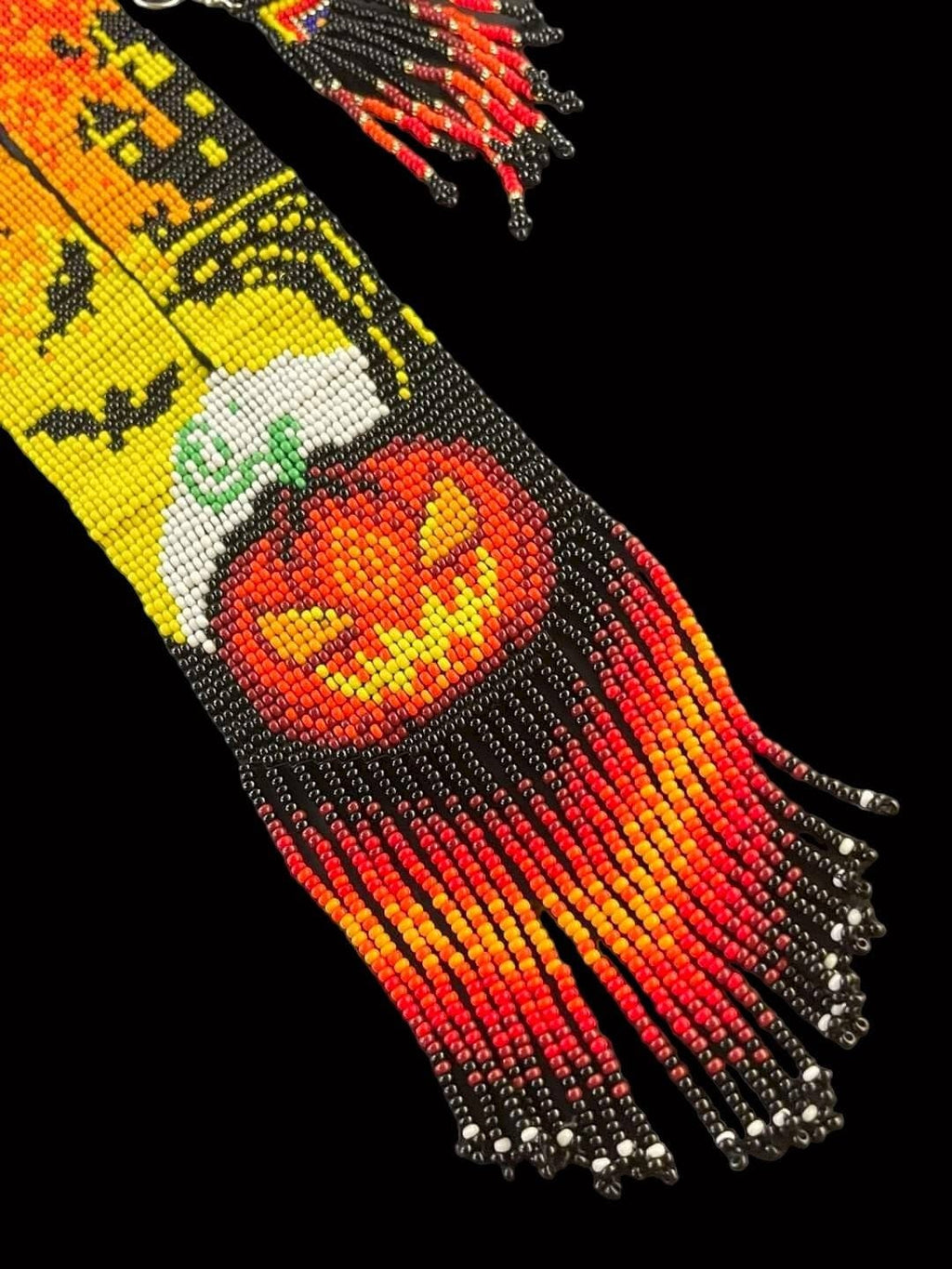 Handmade Beaded Halloween Necklace: Pumpkin Jewelry Set