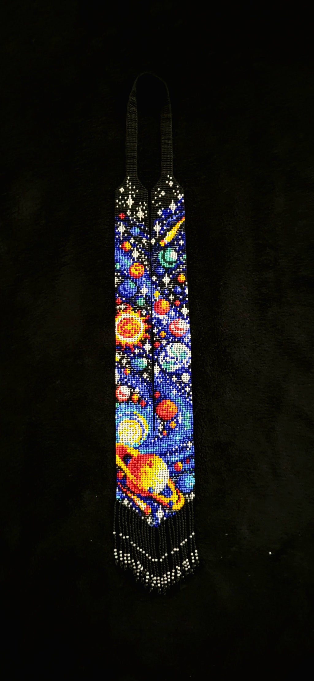 Handmade Loom Beaded Galaxy Necklace: Cosmic Planet Jewelry
