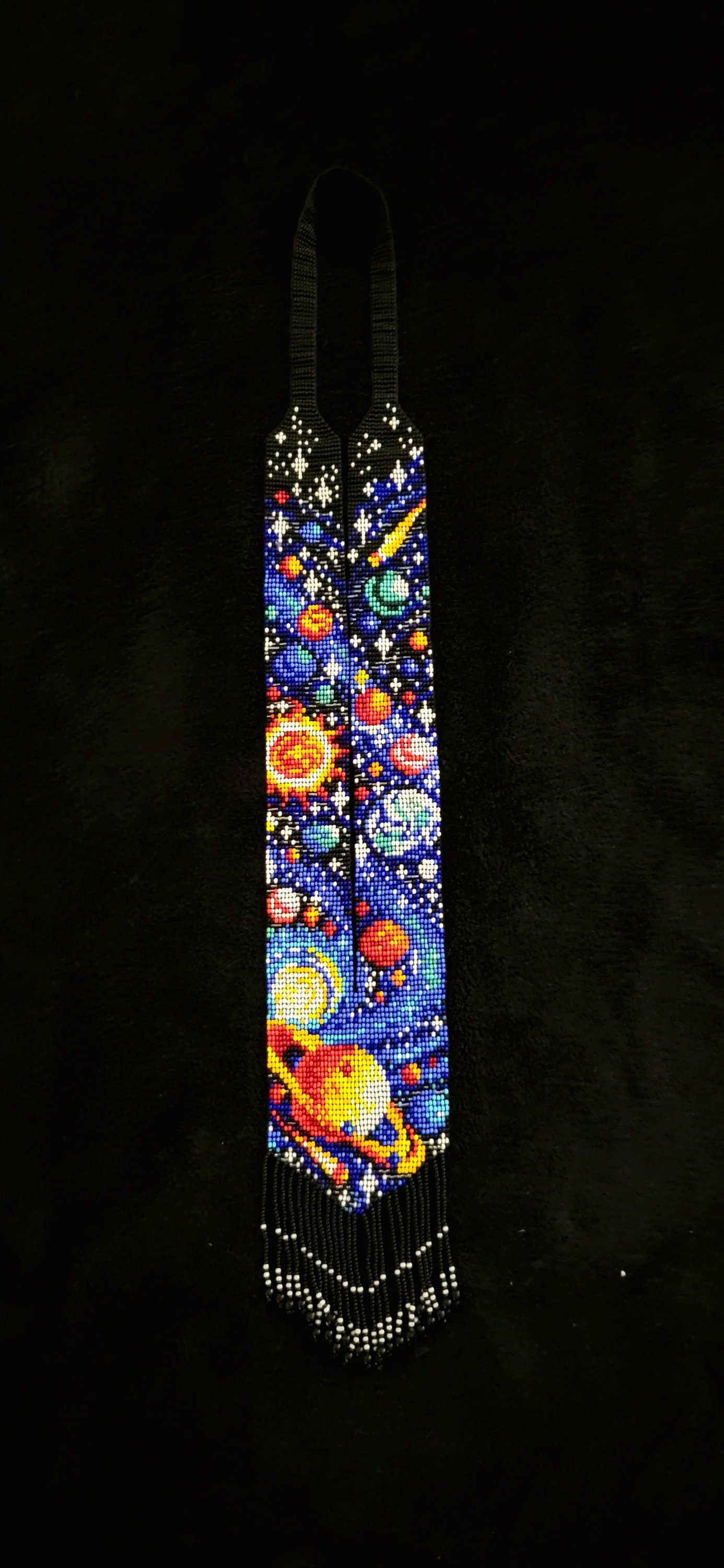 Handmade Loom Beaded Galaxy Necklace: Cosmic Planet Jewelry