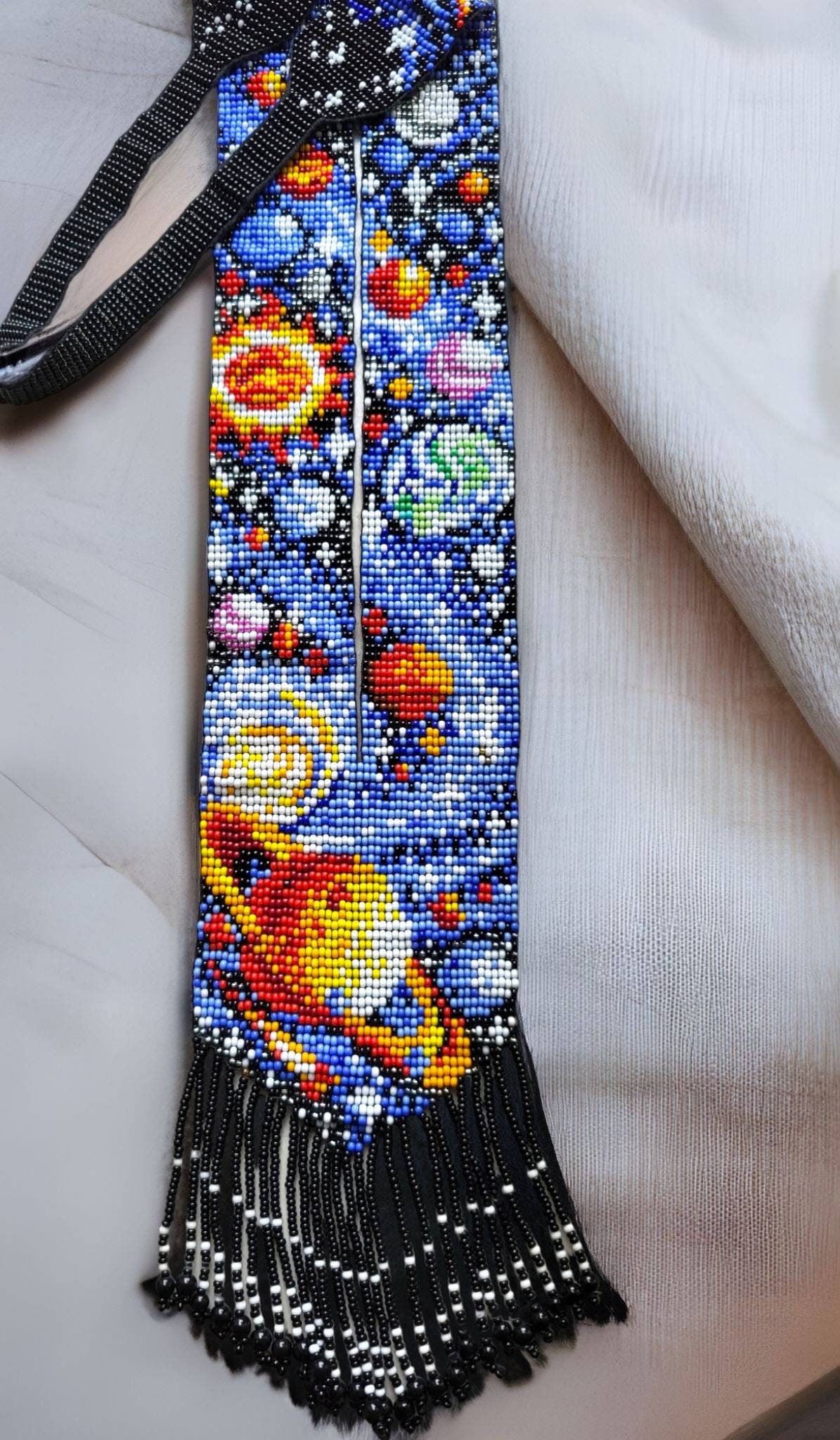 Handmade Loom Beaded Galaxy Necklace: Cosmic Planet Jewelry