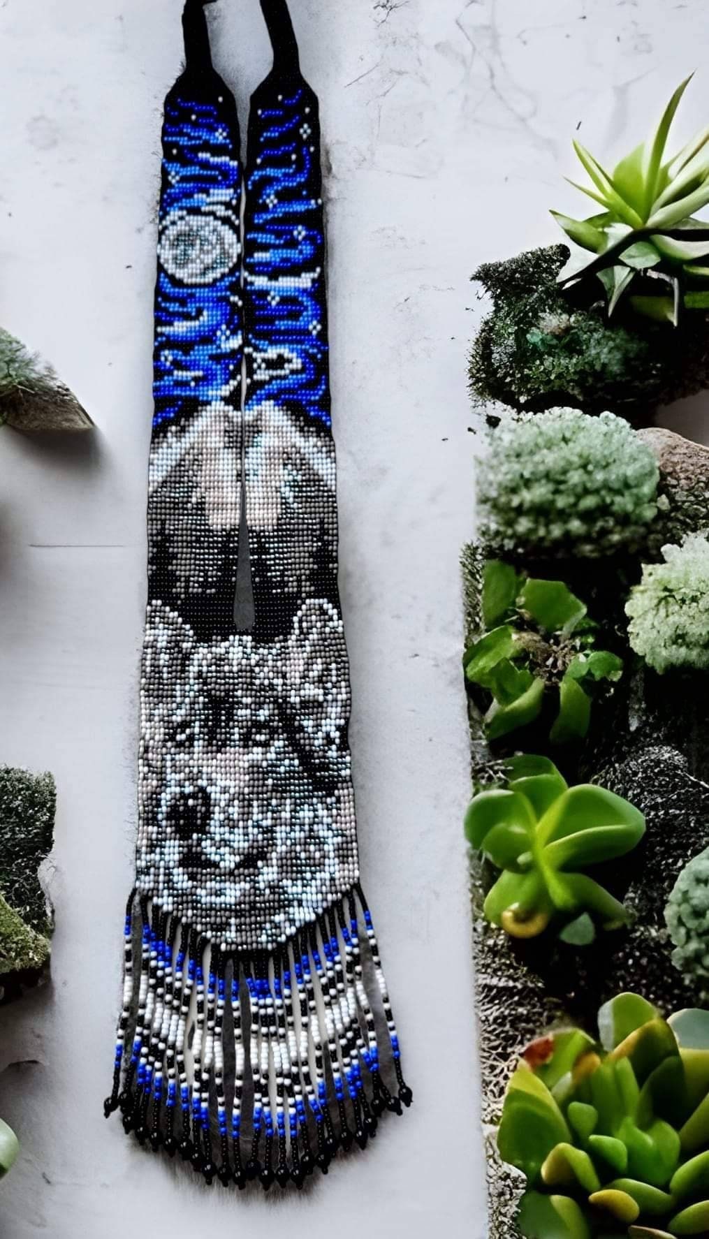 Handmade Beaded Wolf Necklace: Boho Animal Lover Jewelry