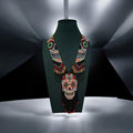 Handmade Seed Bead Skull Necklace & Earrings Set: Ethnic Tribal Jewelry