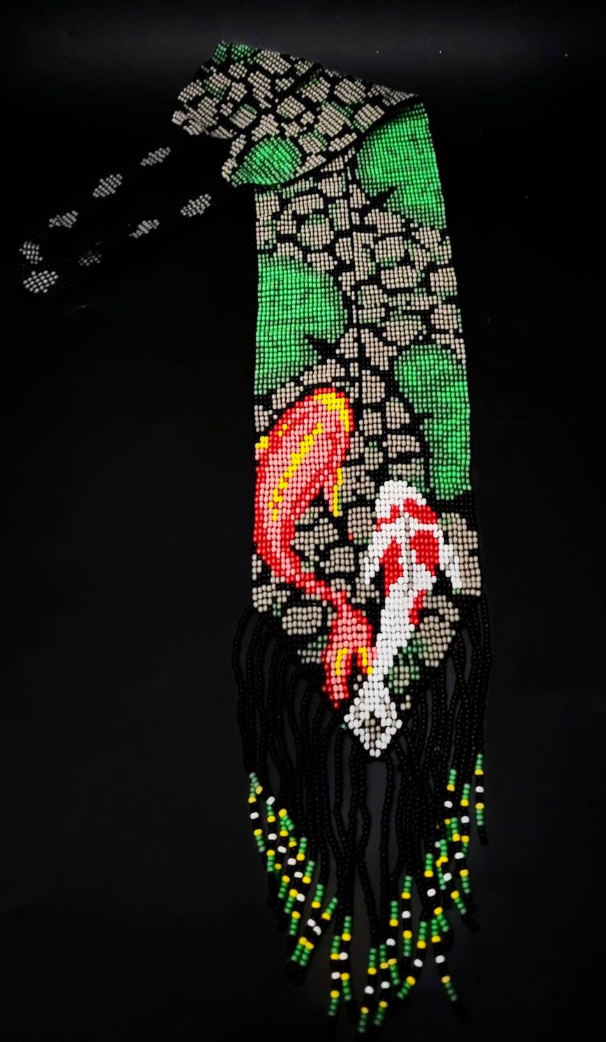 Handmade Koi Fish Beaded Long Necklace: Ocean Lover Jewelry
