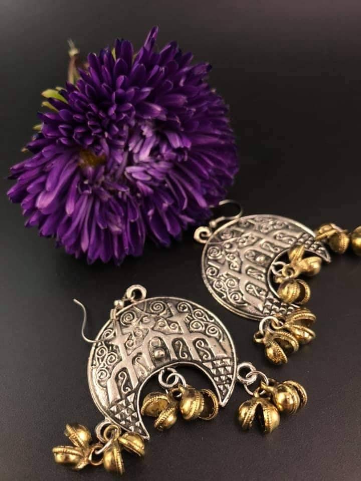 Mosque shape earring, Beaded earring, German silver,gift for her,Religious jewellery, Earring,Moon Jewelry,