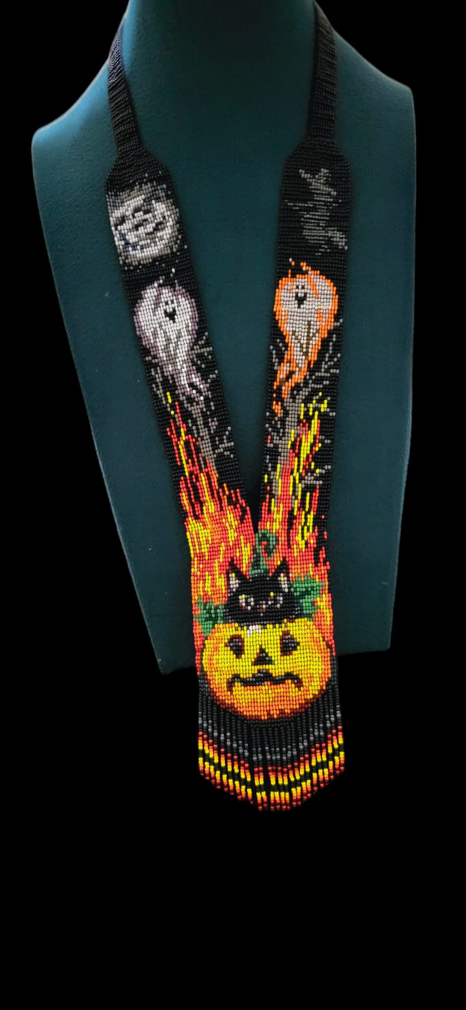Handmade Beaded Halloween Necklace: Pumpkin Jewelry