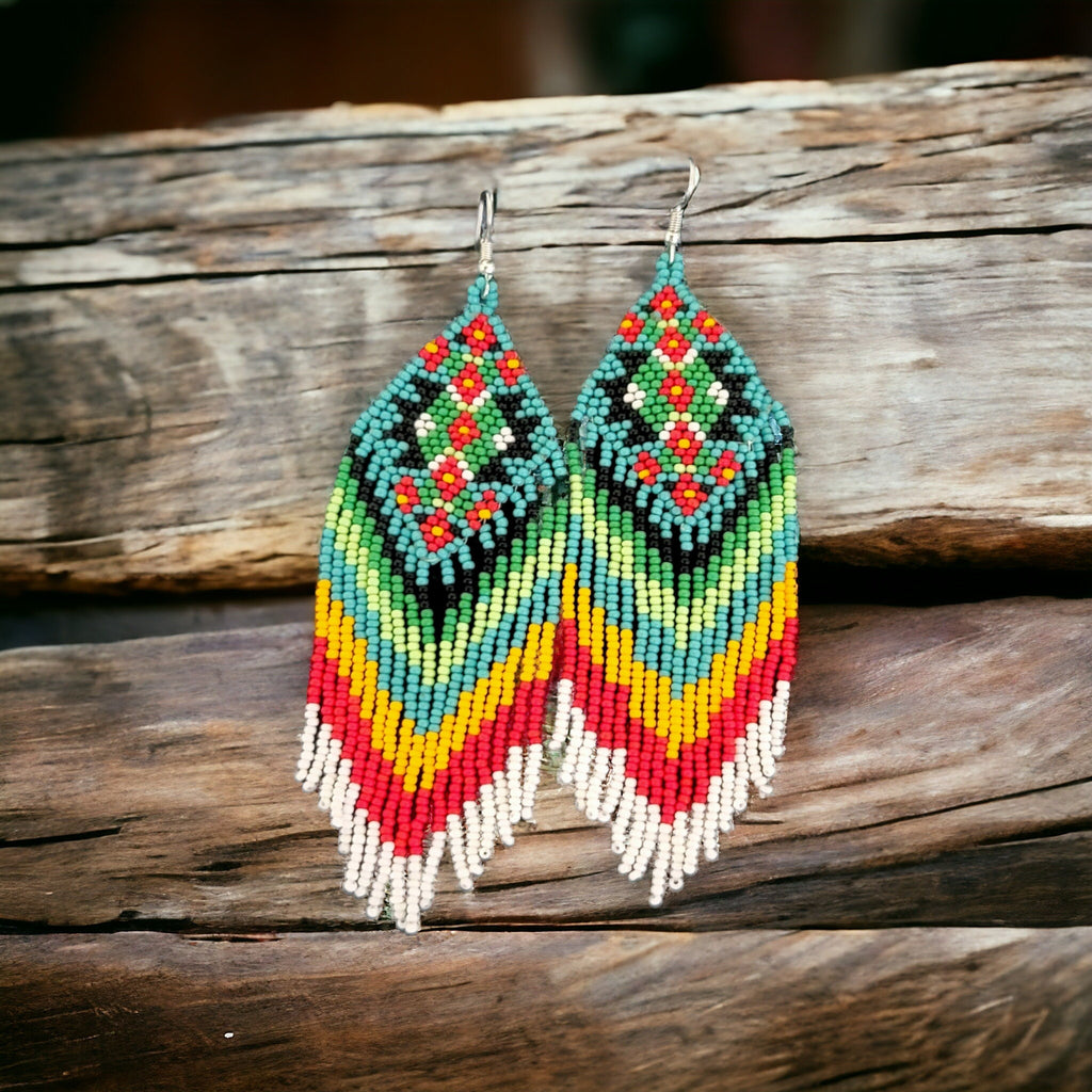 Handmade Beaded Earring,Fringe Earrings,Long Earring, Seed Beads Earring,Threader Earring,