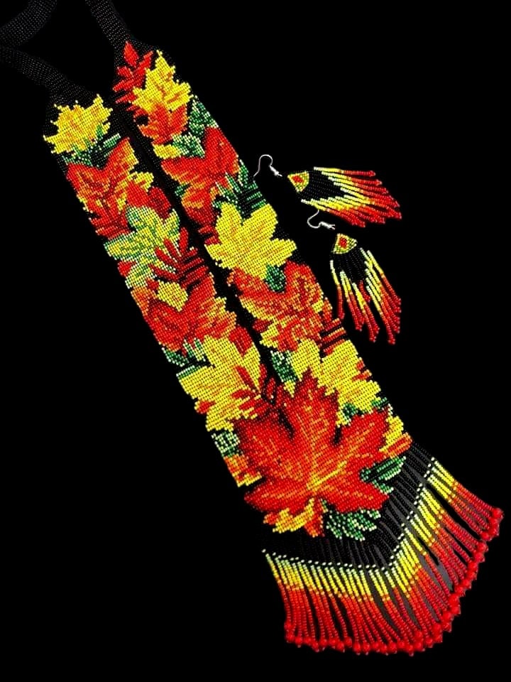 Handcrafted Maple Leaf Beaded Necklace - Nature-inspired Jewelry,Handicrafted jewellery for nature lover,Gift for her,Sending love